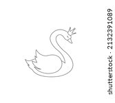 Swan In Line Style Isolated On...
