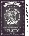 beef menu poster sketch drawing ... | Shutterstock .eps vector #438575233