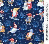 Seamless Pattern With Gnomes...