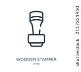 Wooden Stamper Thin Line Icon....