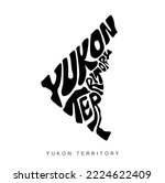 Yukon Territory state map lettering art. Yukon Territory map typography. 