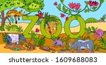 vector stock banner  zoo  with... | Shutterstock .eps vector #1609688083