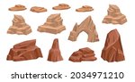 desert rock vector set  cartoon ... | Shutterstock .eps vector #2034971210