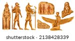 egypt stone statue set  vector... | Shutterstock .eps vector #2138428339