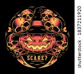 scary halloween art vector... | Shutterstock .eps vector #1837211920
