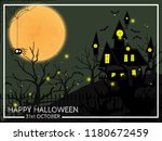 halloween background of haunted ... | Shutterstock .eps vector #1180672459