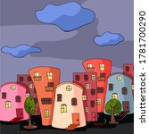 cute city with colorful houses  ... | Shutterstock .eps vector #1781700290