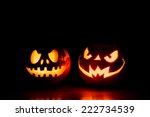 scary halloween pumpkins on a... | Shutterstock . vector #222734539