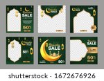 set of editable ramadan sale... | Shutterstock .eps vector #1672676926
