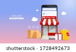 shopping online on website or... | Shutterstock .eps vector #1728492673