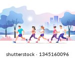 city marathon. group people... | Shutterstock .eps vector #1345160096