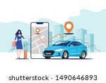 online ordering taxi car  rent... | Shutterstock .eps vector #1490646893