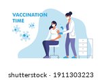 coronavirus vaccination. woman... | Shutterstock .eps vector #1911303223