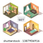 isometric residential interior... | Shutterstock .eps vector #1387906916