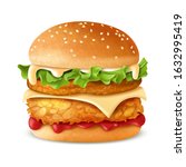 burger chicken illustration.... | Shutterstock .eps vector #1632995419