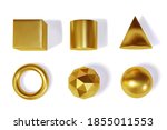 golden geometric shapes. 3d... | Shutterstock .eps vector #1855011553