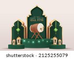 3d eid mubarak design with... | Shutterstock .eps vector #2125255079