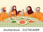 suhoor and iftar party with... | Shutterstock .eps vector #2127816089