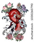 japanese tattoo design full... | Shutterstock .eps vector #1030260790