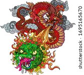 chinese dragon fighting with... | Shutterstock .eps vector #1695165670