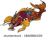 koi dragon fish isolate on... | Shutterstock .eps vector #1860886330