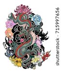 japanese old dragon tattoo for... | Shutterstock .eps vector #715997656