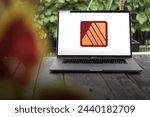 Small photo of WROCLAW, POLAND - FEBRUARY 23, 2024:Affinity Publisher logo, a desktop publishing application developed by Serif for macOS and Microsoft Windows, displayed on MacBook Pro screen