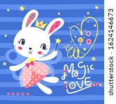 cute bunny fairy holding magic... | Shutterstock .eps vector #1624146673