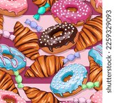 vector seamless pattern. donut  ...