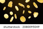 gold falling coins. coins rain. ... | Shutterstock .eps vector #2080095049