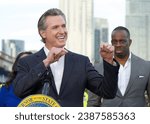 Small photo of San Francisco, CA - Nov 9, 2023: Governor Gavin Newsom speaking about the Clean California project. Caltrans has cleared more than 2 million cubic yards of litter from CA roadways.