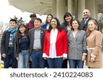 Small photo of San Francisco, CA - Jan 6, 2024: Mayor London Breed taking group photos with constituents at her campaign kick off event in JapanTown.
