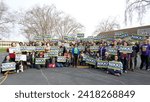 Small photo of Oakland, CA - Jan 27, 2024: Nikki Fortunato Bas posing for a photo with supporters out to canvass with her for her campaign for Alameda County District 5 Supervisor.