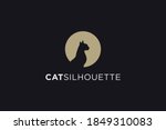 Cat Logo. Gold Cat Silhouette...