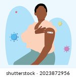 people showing vaccinated arm.... | Shutterstock .eps vector #2023872956