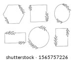 hand drawn floral frame logo... | Shutterstock .eps vector #1565757226