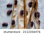 Small photo of Heirloom Scarlet Runner Beans Jumbo sized, Heirloom variety. botanical name Phaseolus coccineus, butter bean.