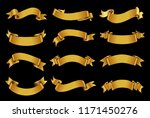 golden ribbon banner set.vector ... | Shutterstock .eps vector #1171450276