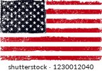 grunge american flag.dirty flag ... | Shutterstock .eps vector #1230012040