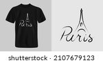 paris hand drawn text with... | Shutterstock .eps vector #2107679123