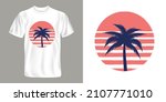 retro sunset with palm tree.... | Shutterstock .eps vector #2107771010