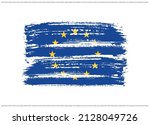 grunge flag of eu.brush stroke... | Shutterstock .eps vector #2128049726