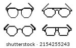 set of pixel art glasses.vector ... | Shutterstock .eps vector #2154255243