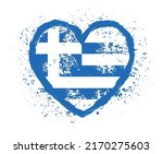 grunge flag of greece in heart... | Shutterstock .eps vector #2170275603