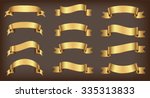 ribbon banner set.golden... | Shutterstock .eps vector #335313833