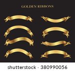 ribbon banner set.golden... | Shutterstock .eps vector #380990056