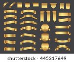 ribbon banner set. golden... | Shutterstock .eps vector #445317649