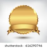 golden label with ribbon.... | Shutterstock .eps vector #616290746
