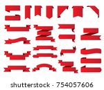 ribbon banner set.vector red... | Shutterstock .eps vector #754057606