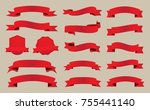 ribbon banner set.vector red... | Shutterstock .eps vector #755441140